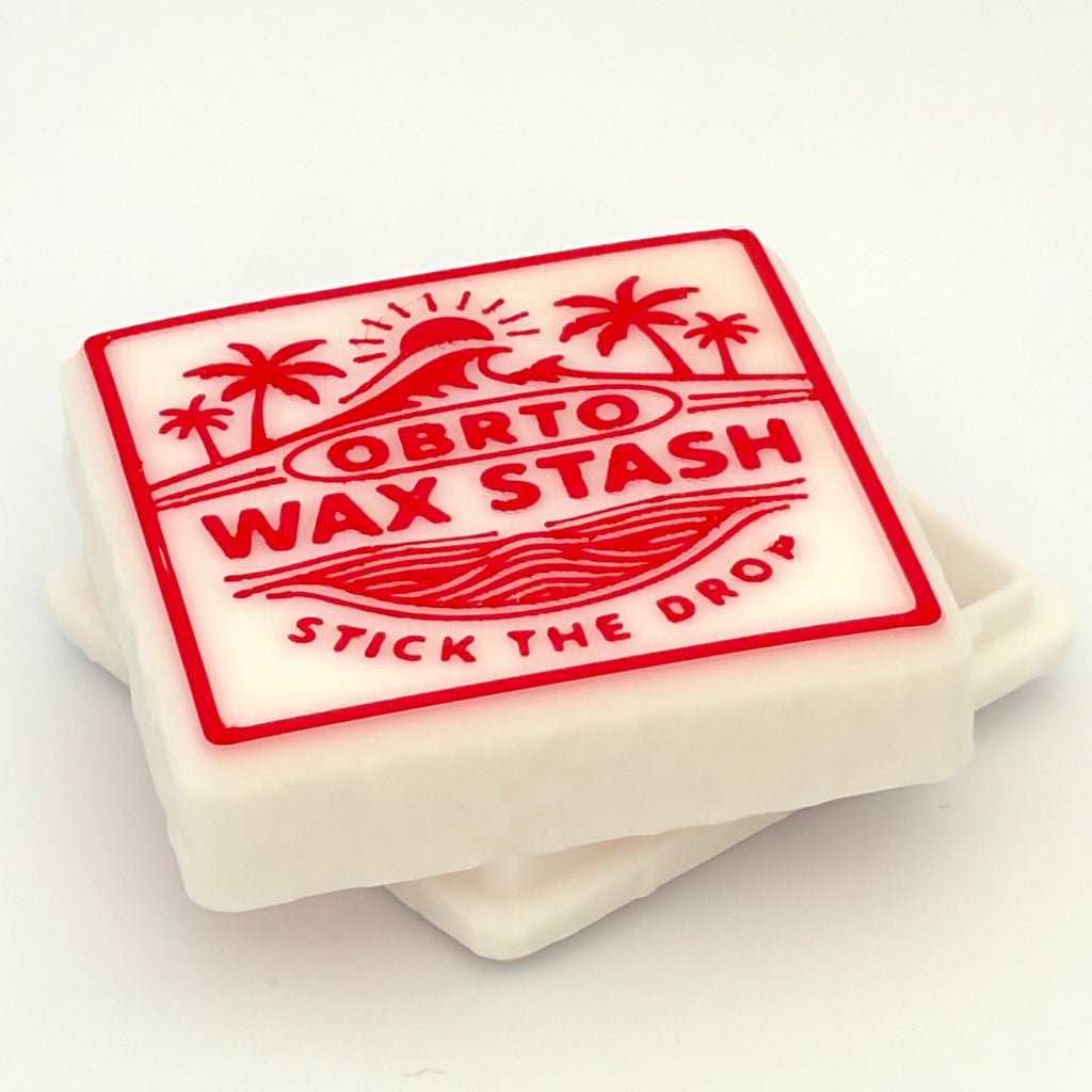 Square Wax stash with red 'Obrto Wax Stash' label on a white background