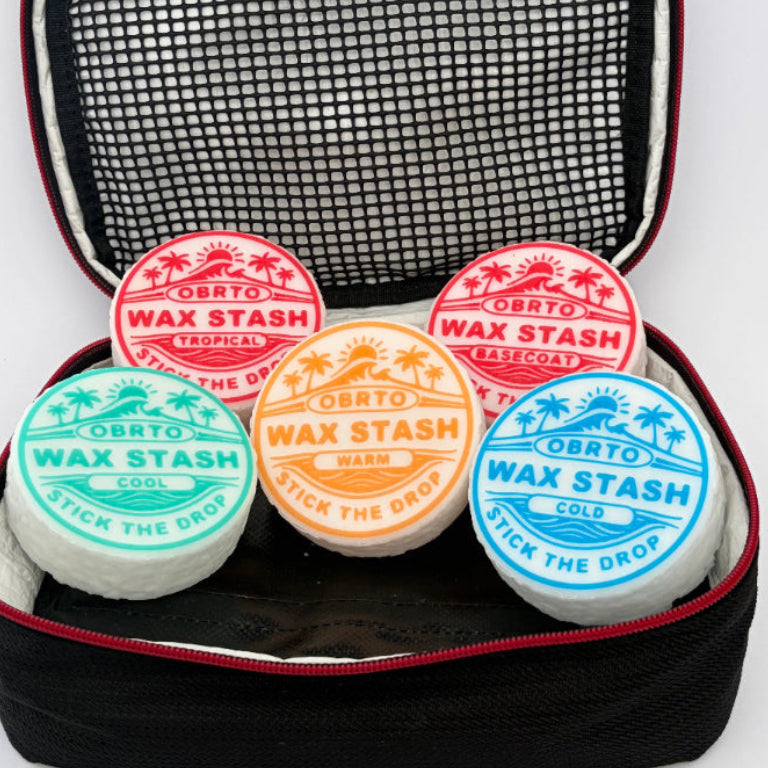 OBRTO Quiver Bundle round Wax Stash containers in a black mesh case