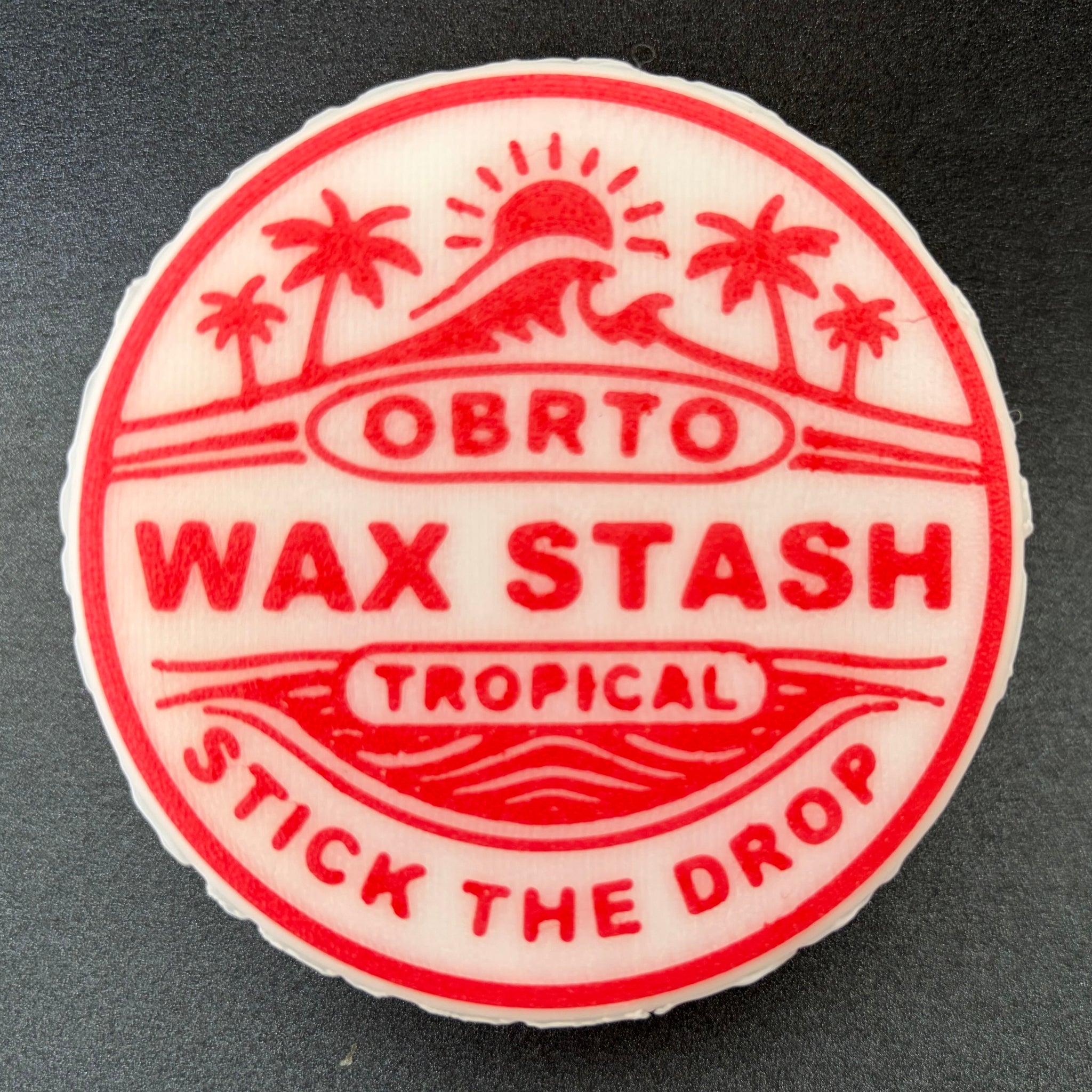 Red Round Tropical Wax Stash surf wax holder