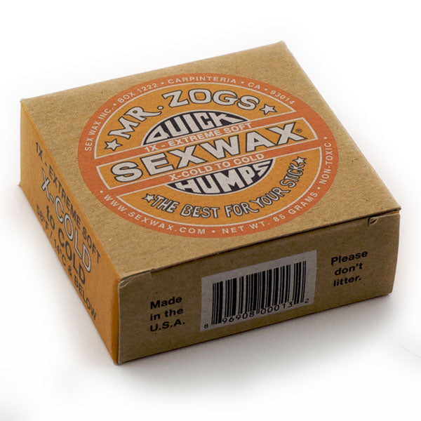 Mr. Zog’s Sex Wax extra cold surf wax yellow quick humps below 14 degrees